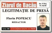 Florin Popescu legitimatie Ziarul de Bacau